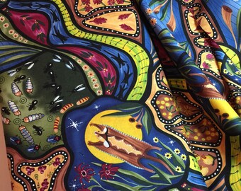 Aboriginal Ethnic 100/% Quality Cotton by M and S Textiles Bush Camp Red Australian Fabric Abstract