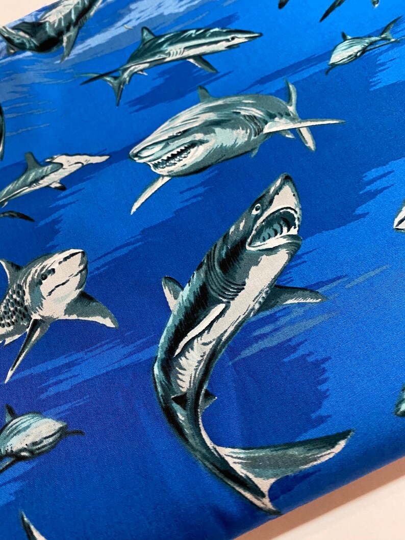 Beach Fabric Sharks Great White Hammerhead Whale Shark Etsy