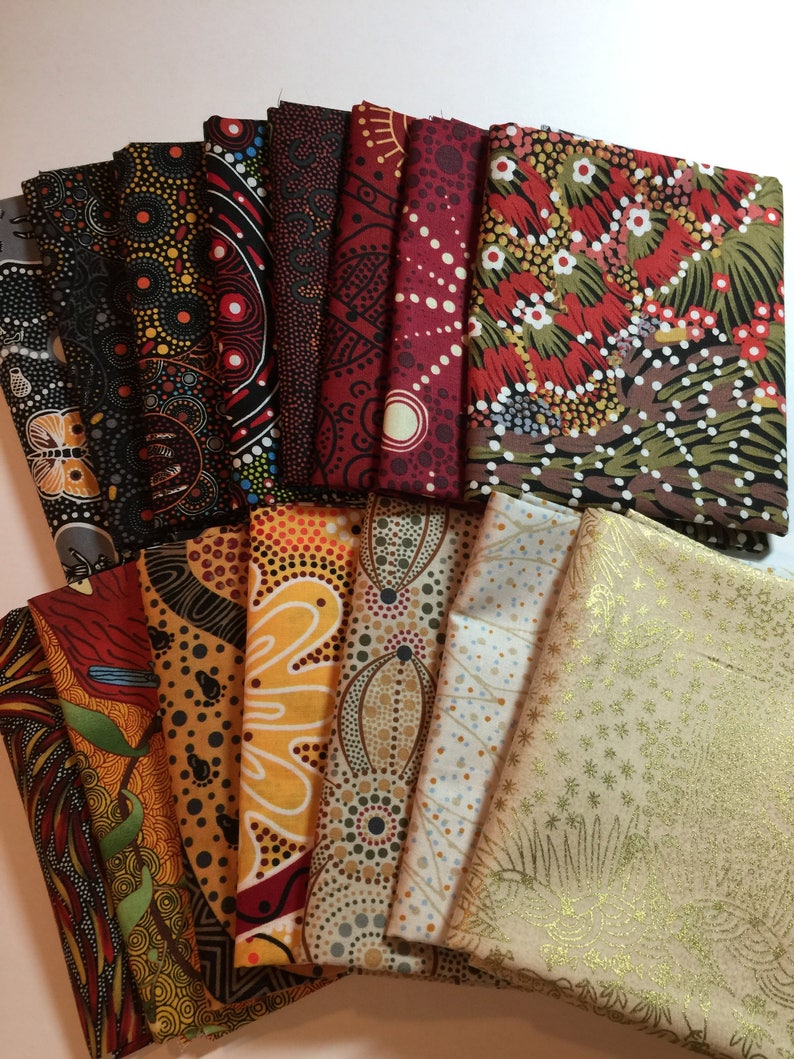 Australian Fabric FQ Bundle 54 pc Ultimate Australian Dream Aboriginal Stunning Complete Stash Builder 100/% Quality Cotton 54 PC FQ Bundle