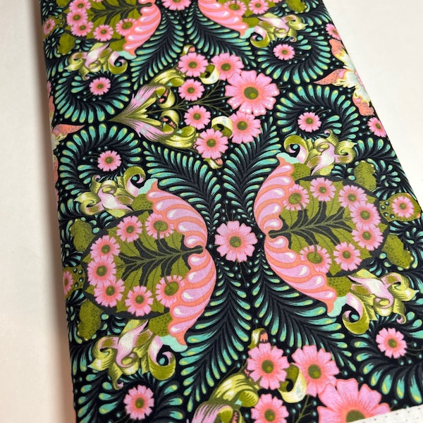 Tula Pink Fabric Slow and Steady - The Tortise in Kiwi Strawberry - PWTP 085  -100% Quality Cotton by Yard up to Yardage - Rare and OOP