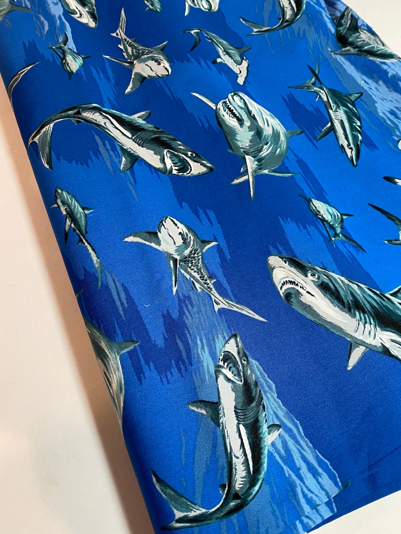 Beach Fabric Sharks Great White Hammerhead Whale Shark Etsy