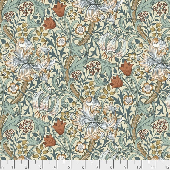 William Morris Fabric Standen Golden Lily Autumn Pwwm023 Etsy