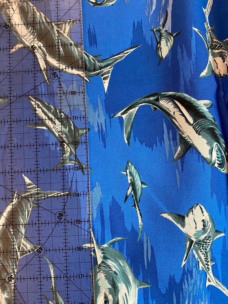 O Beach Fabric Sharks Great White Hammerhead Whale Shark Etsy
