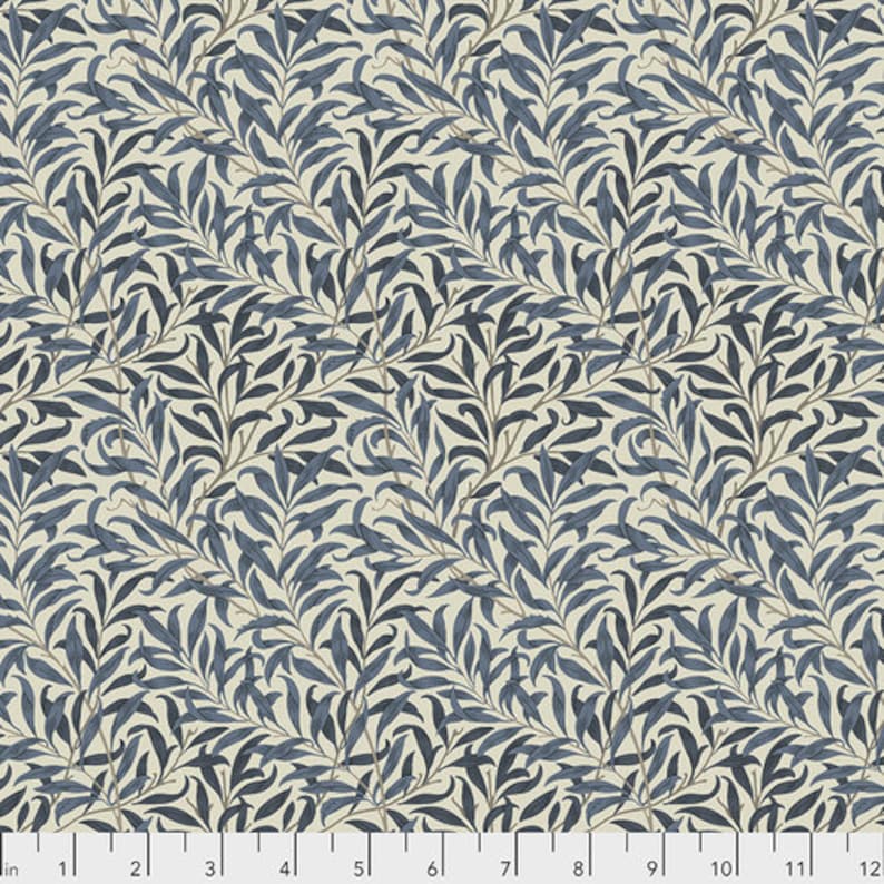 William Morris Fabric Standen Willow Boughs in Navy Pattern Etsy