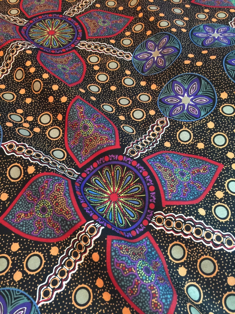 O Australian Aboriginal Fabric STELLA in BLACK 100 Etsy