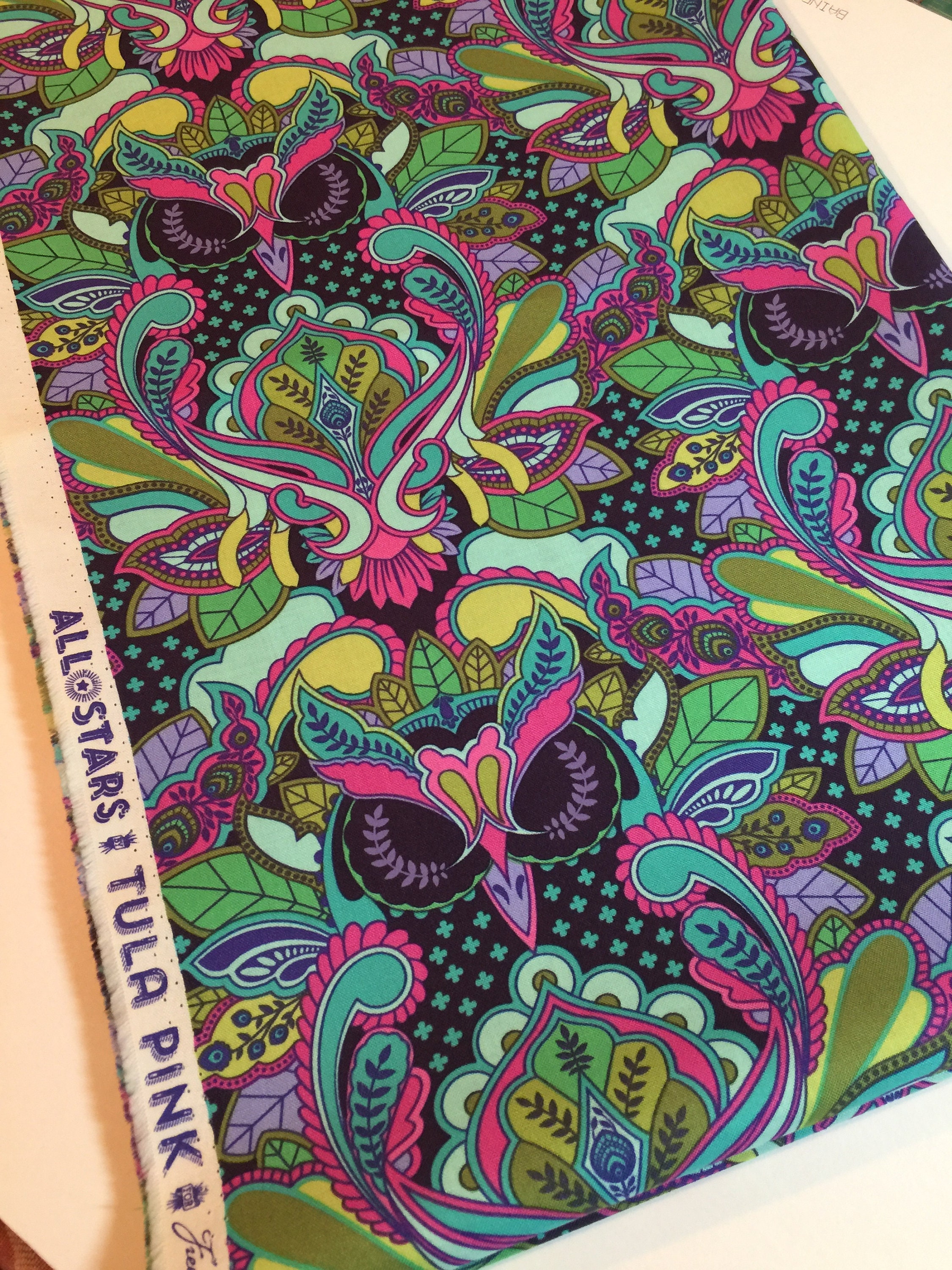 OVERSTOCKED Tula Pink Fabric All StarsOwl in Petunia ALL Etsy