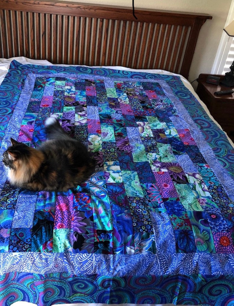 Kaffe Fabric Quilt Kit Kaffe Fassett blue Bricks Etsy UK