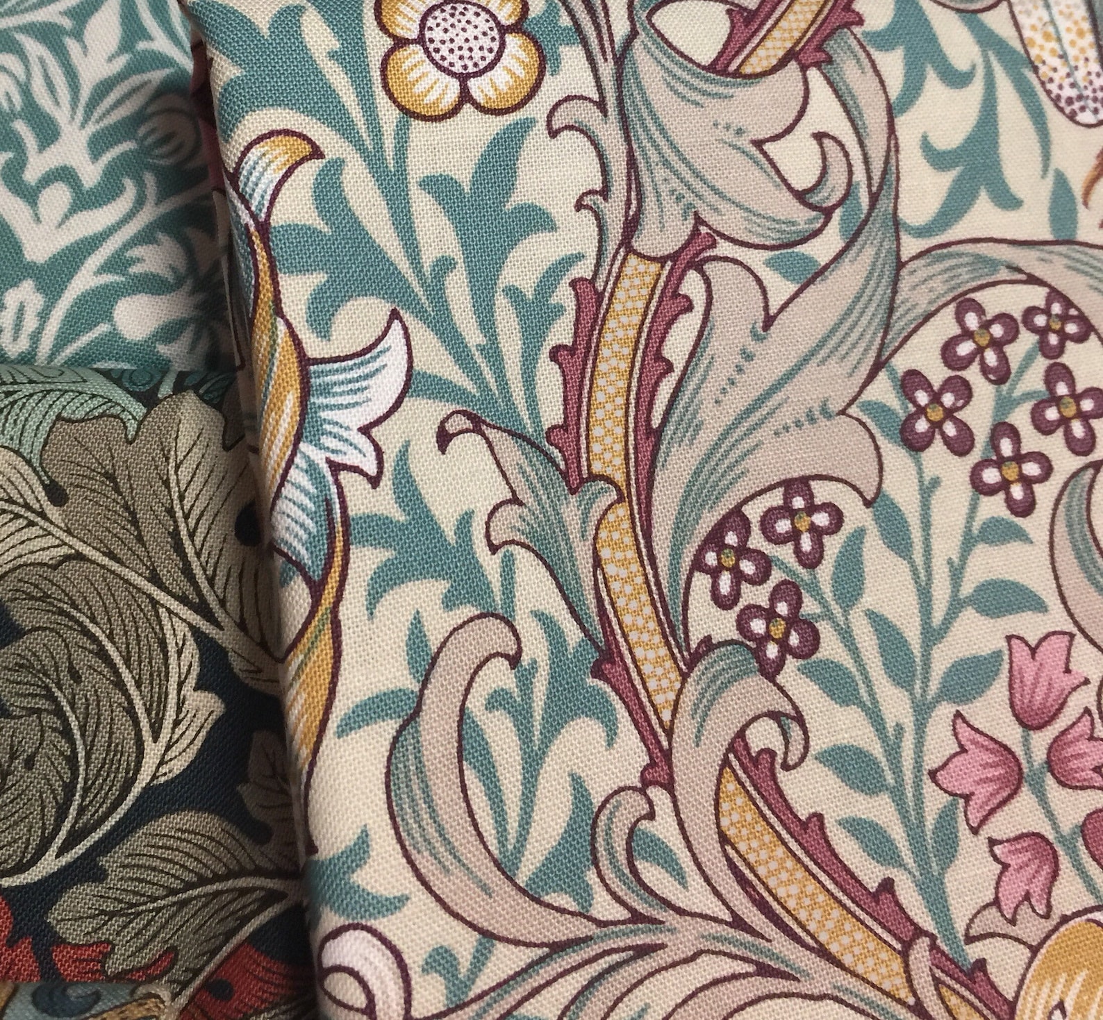 William Morris Fabric Standen GOLDEN LILY in Dusk Pattern Etsy
