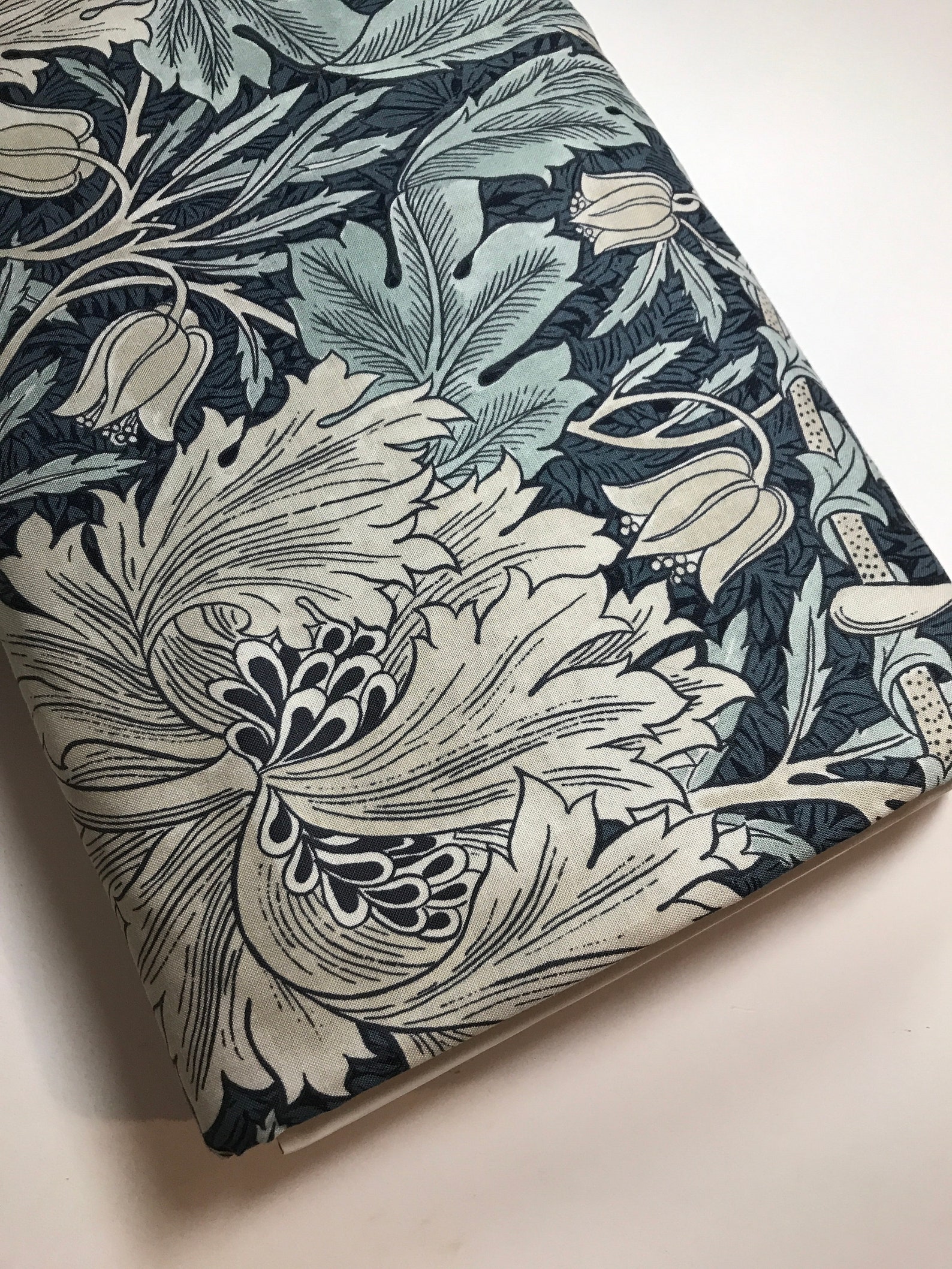 William Morris Fabric Mineral Pure Honeysuckle & Tulip in Ink Etsy