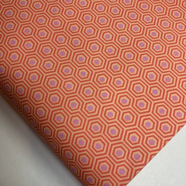 Tula Pink Fabric - Hexy in Peach Blossom - True Colors Collection - 100% Cotton Yardage