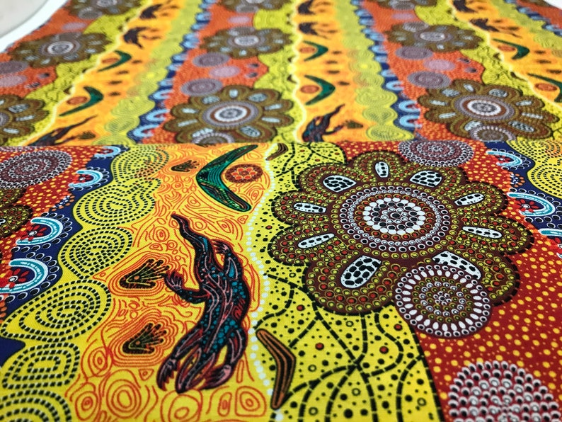 Tamara Murray May 100/% Cotton M/&S Textiles by 12 YD and Yardage Australian Fabric Home Country Gold