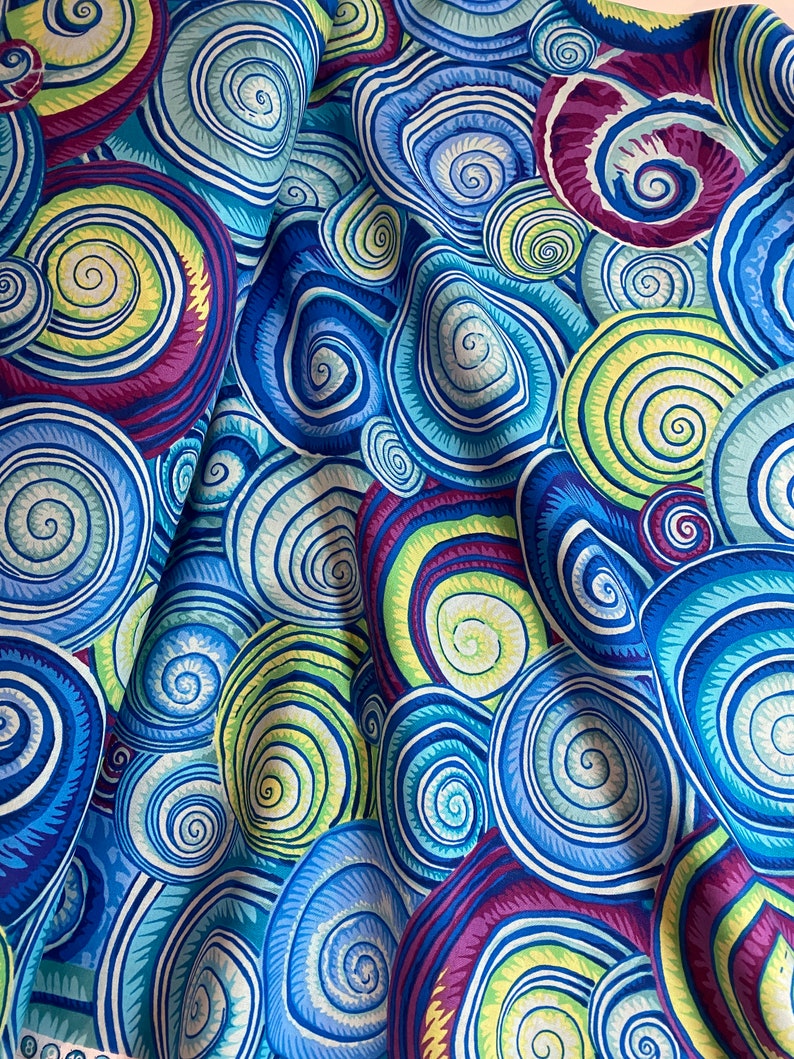 Kaffe Fassett Fabric Spiral Shells in Blue Beach Ocean | Etsy