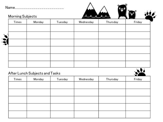 Homeschool Daily Schedule Chart