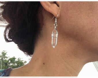 PRETTY Crystal Quartz Points Earrings, Success, Goals, Master Healer, Create,Lightworker Meditation Pendulum Metaphysical Magic Reiki Wiccan