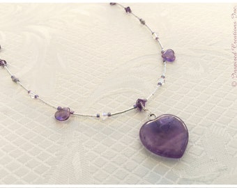 INTUITION BOOSTER: Purple Heart Pendant Necklace, Spiritual Jewelry, Swarovski Crystal, Silver, Healing, Psychic Pagan Crystals