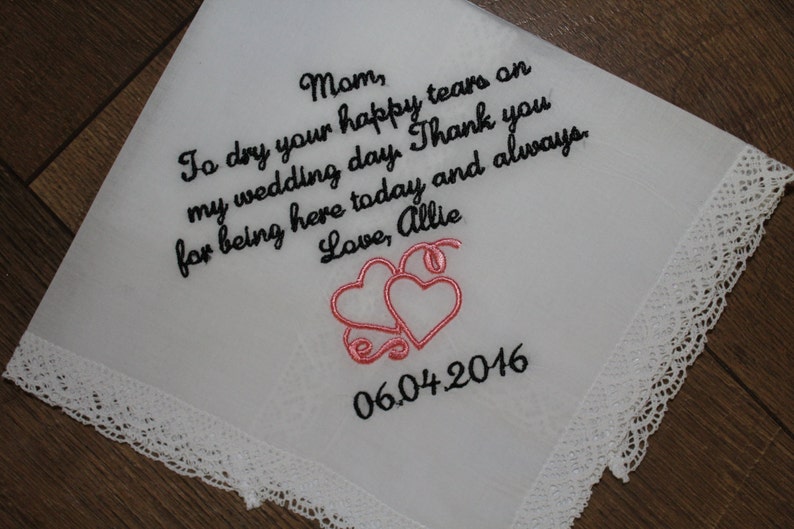 Wedding handkerchief Mother of bride gift hankerchief wedding gift for parent