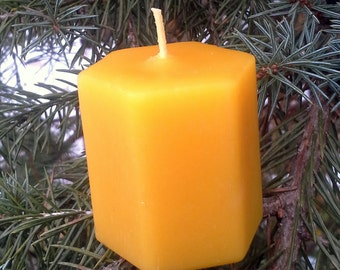 Beeswax Hexagon 2"x2" Votive Candle 100% Ontario Beeswax