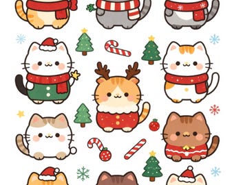 Holiday Cats Card Toppers Junk Journal Supplies Scrapbook