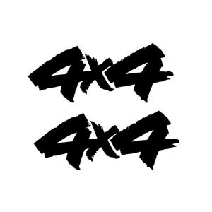 May include: Two black 4x4 decals with a brushstroke style font. The decals are positioned on a white background. The text is bold and easy to read, suitable for off-road vehicles.