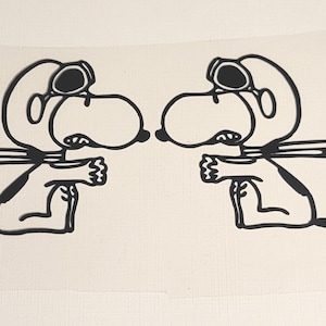 Flying Ace With Woodstock On Scarf Vinyl Decal Choose Left or Right, Color and Size