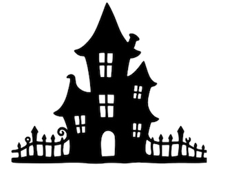 Haunted House Silhouette Vinyl Deal Choose Size and Color