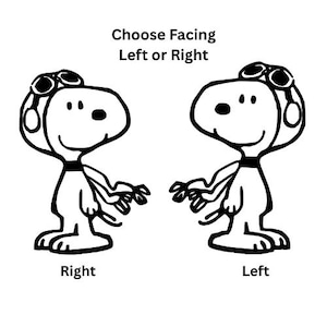 Snoopy Flying Ace Standing Vinyl Decal Window, Mirror, Car Window
