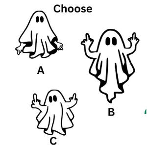 Rolig spöke med långfinger – Halloween bil-/fönsterklistermärke