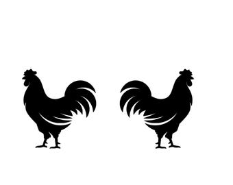 Rooster Silhouette Vinyl Decal Choose Size and Color and Left or Right