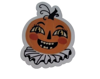 Vintage inspired Pumpkin Head Water Proof Sticker