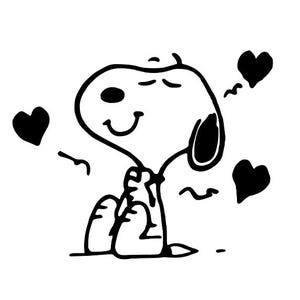 Snoopy Dog Sitting With Hearts Vinyl Decal Laptop Car Mirror Choose Size and Color