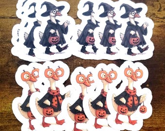 Goose Halloween Stickers Choose Witch or Pumpkin or both