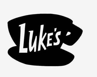 Luke's Dinner Coffee Cup Vinyl Deal Sticker, Choose Size and Color