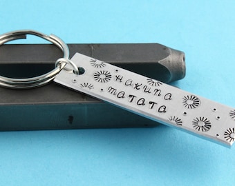 Hakuna Matata Key Chain Hand Stamped Keychain Lion King Inspired