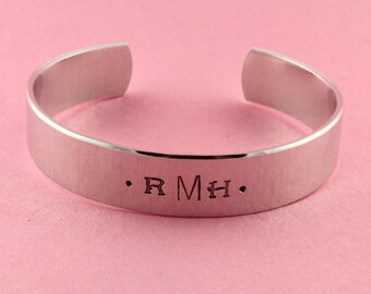 Monogram Cuff Bracelet - Silver Bracelet - Initials Bracelet - Monogrammed Bracelet - Personalized Bracelet - Custom Bracelet - Gift For Her