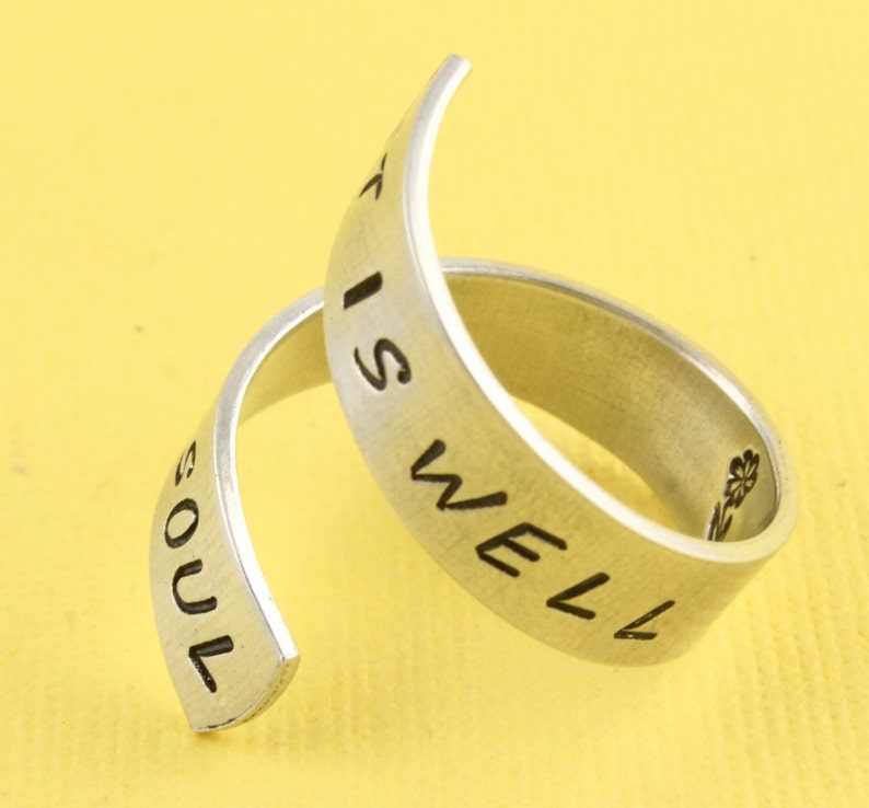 It is Well With My Soul Ring Flower Ring Silver Ring Etsy