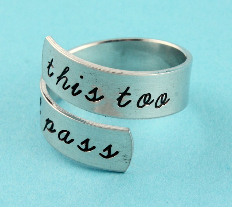 This Too Shall Pass Ring Adjustable Ring Twist Ring Inspirational Ring Silver Ring Wrap Ring Gone With The Wind Ring image 2