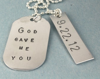 God Gave Me You Necklace - Father's Day Gift for Dad - Anniversary Necklace - Custom Men's Necklace - Personalized Necklace - Date Necklace