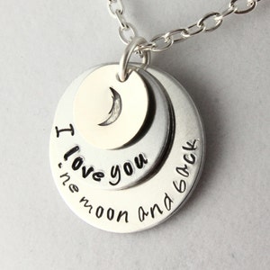 I Love You to the Moon and Back Necklace Silver Necklace Personalized Necklace Mother's Day Gift for Mom Moon Necklace Grandma Gift image 4