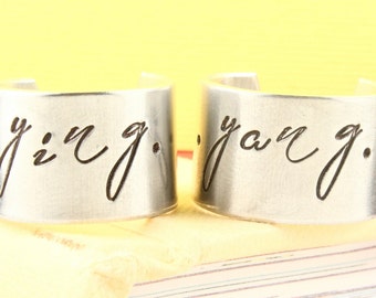 Ying Yang Rings - Couples Rings - Best Friends Rings - Silver Rings - Adjustable Rings - Ring Band - Thumb Rings - Gift Under 20