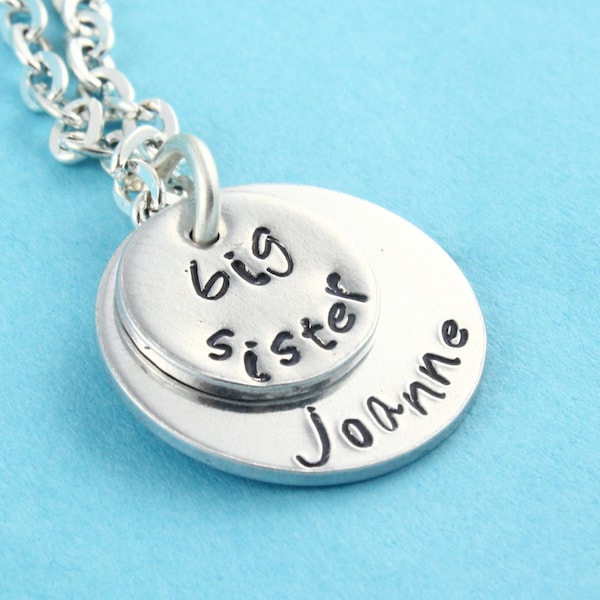 Collar de Hermana Mayor - Collar Personalizado - Collar de Plata Personalizado - Nuevo Regalo de Bebé - Regalo para Niña - Collar De Sis Grande - Regalo de Hermana Pequeña