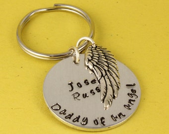 Daddy of an Angel Keychain - Personalized Keychain - Miscarriage Keyring - Remembrance Gift - Pregnancy Loss Gift - Memorial Gift