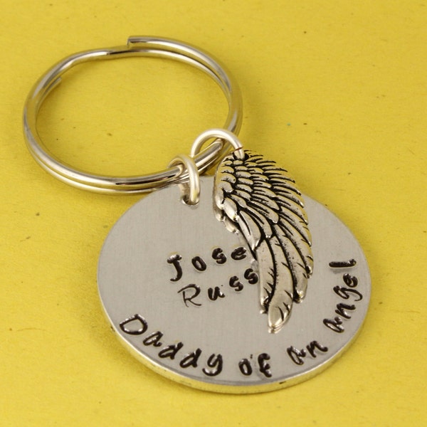 Daddy of an Angel Keychain - Personalized Keychain - Miscarriage Keyring - Remembrance Gift - Pregnancy Loss Gift - Memorial Gift
