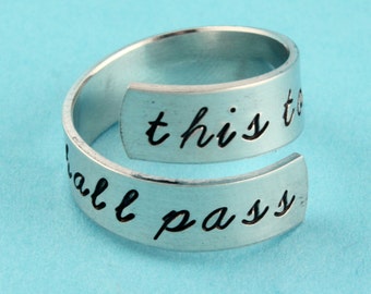 This Too Shall Pass Ring - Adjustable Ring - Twist Ring - Inspirational Ring - Silver Ring - Wrap Ring - Gone With The Wind Ring