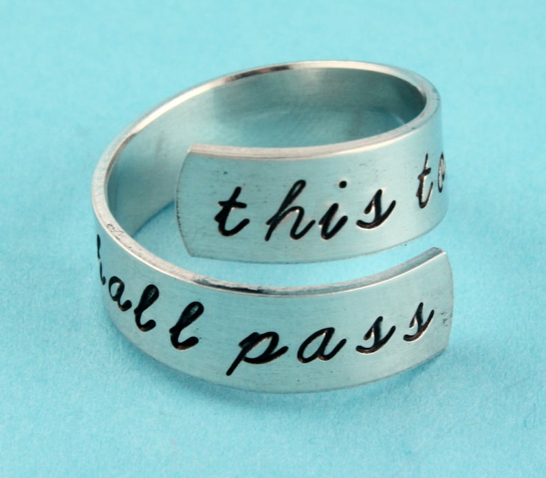 This Too Shall Pass Ring Adjustable Ring Twist Ring Inspirational Ring Silver Ring Wrap Ring Gone With The Wind Ring image 1