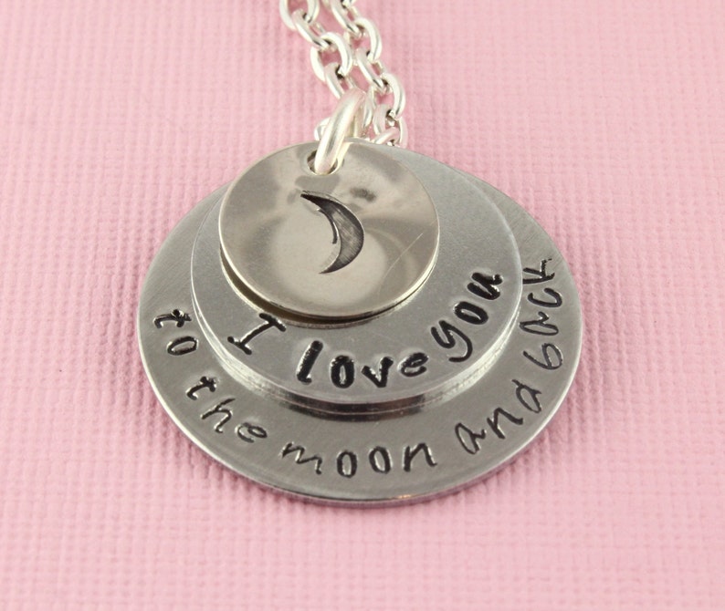 I Love You to the Moon and Back Necklace Silver Necklace Personalized Necklace Mother's Day Gift for Mom Moon Necklace Grandma Gift image 3