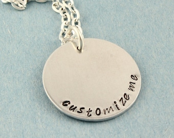 Customized Necklace - Custom Necklace - Personalized Necklace - Handstamped Necklace - Hand Stamped Gift - Gift for Her - Silver Necklace
