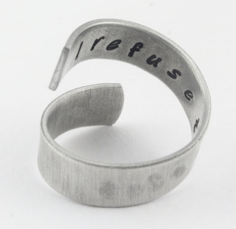 I Refuse to Sink Ring Anchor Ring Wrap Ring Silver Ring Twist Ring Motivational Ring Inspirational Ring Hand Stamped Ring image 2