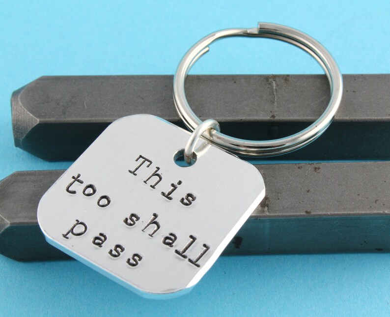 SALE This Too Shall Pass Keychain Proverb Key Chain Keyring Silver Key Ring image 2