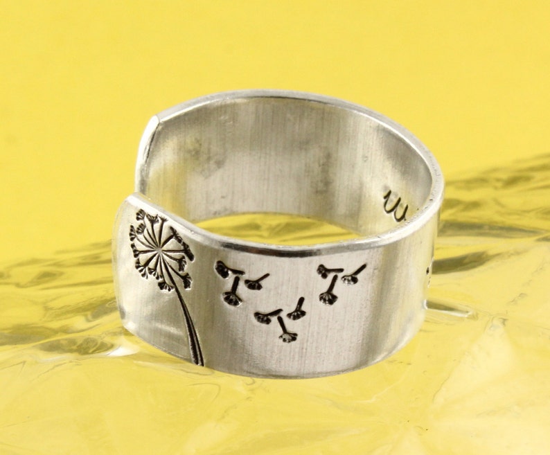 Dandelion Ring Wish Ring Adjustable Ring Graduation Gift Silver Ring Gift for Graduate Flower Ring Wish Jewelry Make A Wish image 2