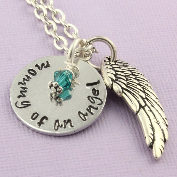 Mommy of an Angel Necklace - Memorial Necklace - Personalized Necklace - Angel Baby Necklace - Angel Wing Necklace - Custom Necklace